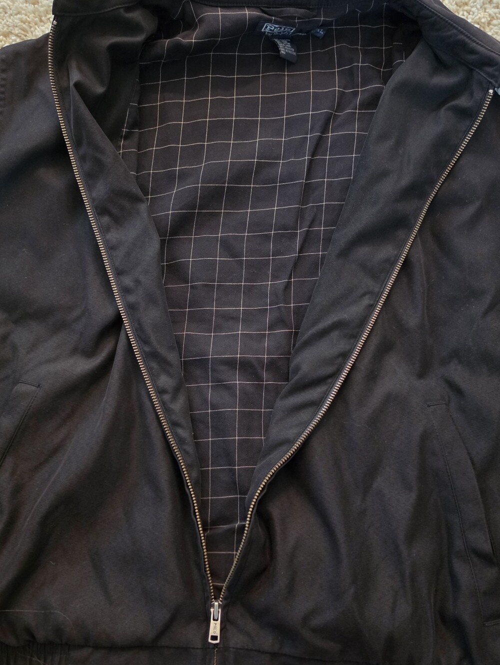 Polo Ralph Lauren Vintage Mens Bi-Swing Harrington Black PlaidWindbreaker Jacket - Picture 4 of 6